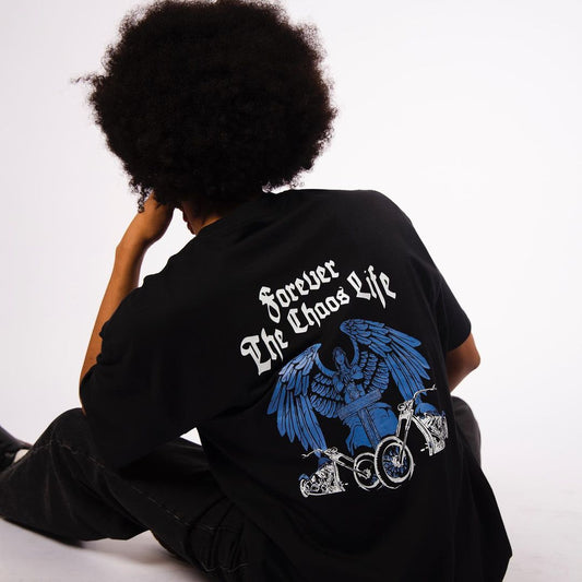 Remera oversize negra "CHOOS LIFE"