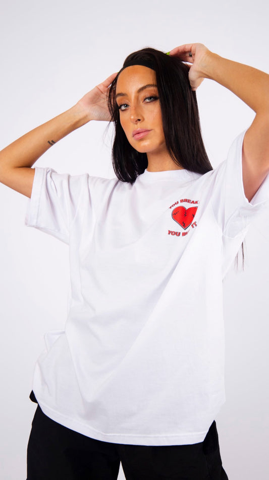 Remera oversize blanca "HEART"