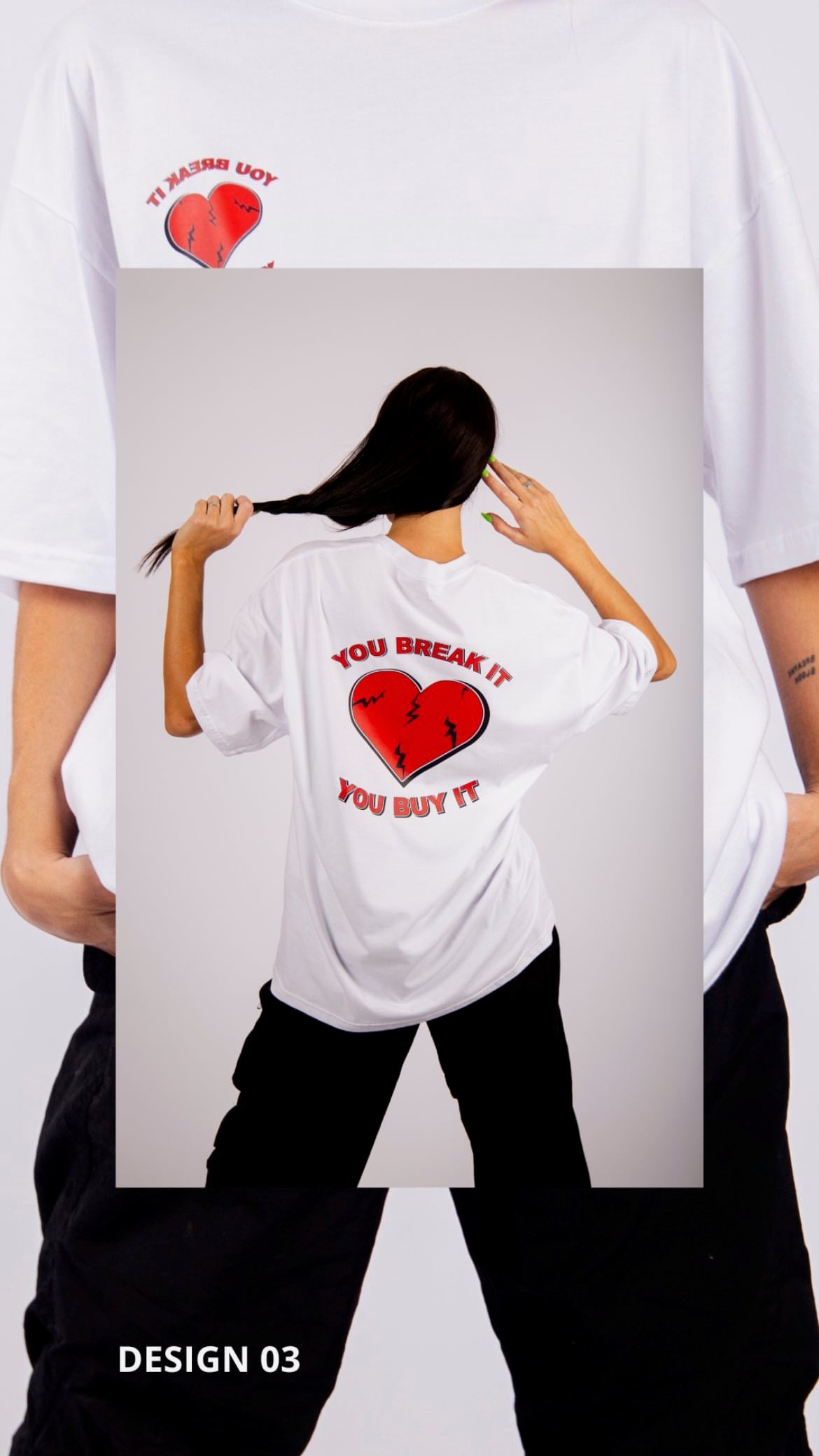 Remera oversize blanca "HEART"